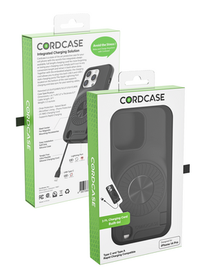 Cordcase 14 Pro/13 Pro/13 Premium Cell Phone Case with Built-in 3 ft Charging Cord
